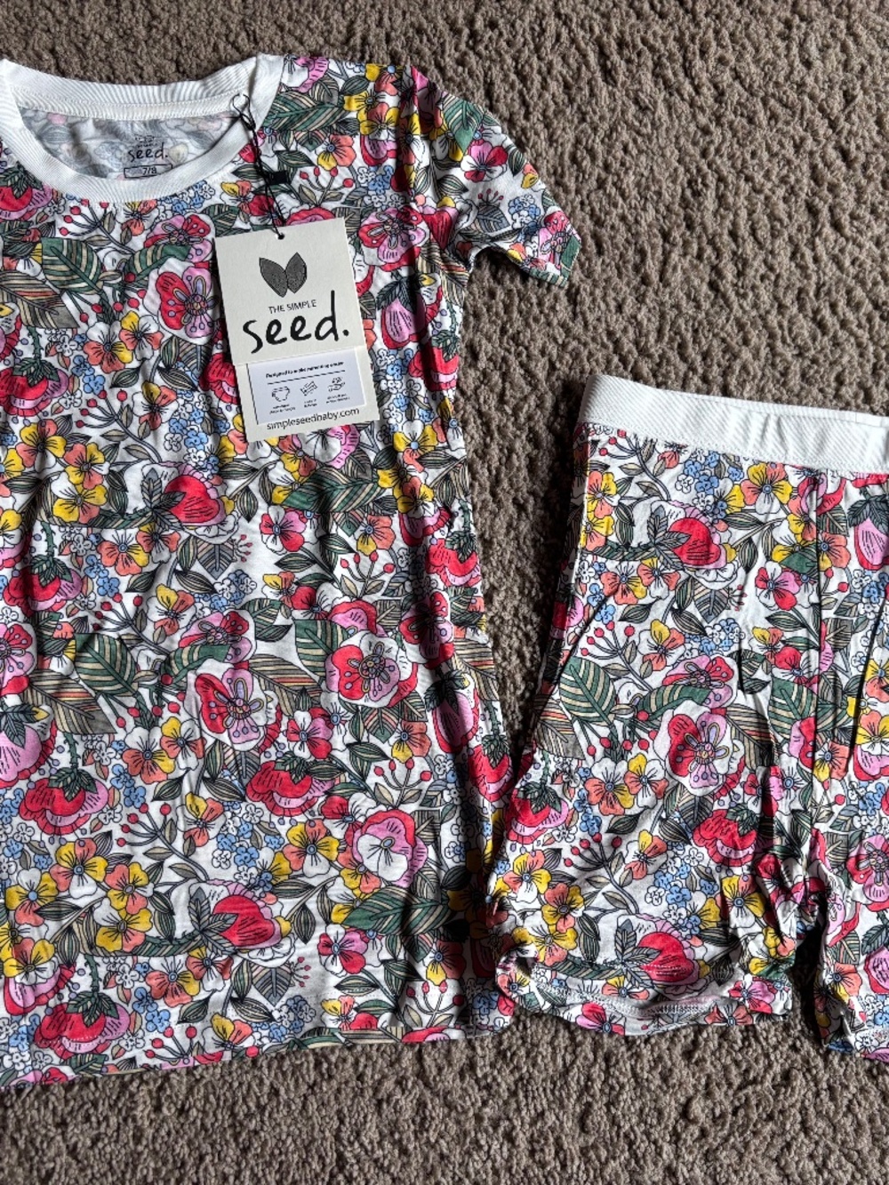 NWT - The Simple Seed size 7/8 Floral short Jammie PJ set